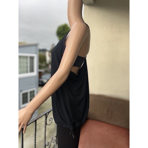 Fabletics Black Gray Sports Bra Cinch Hem Active Athletic Tank Top Size S/M - Picture 4 of 5